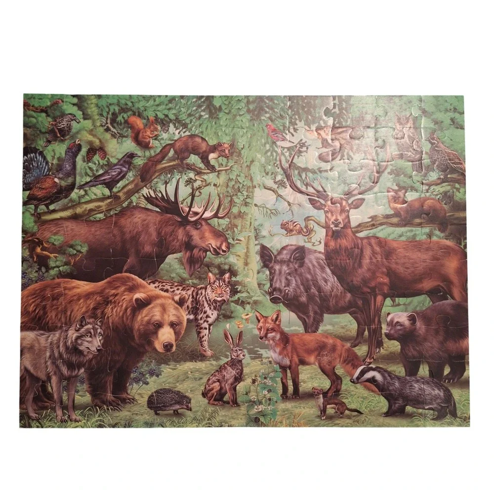 BenOBen Double-Sided 2in1 Puzzle 100‎ Pieces Safari and Forest Animals